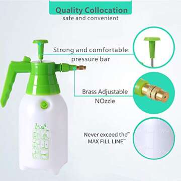 ITISLL Garden Sprayer: Adjustable Brass Nozzle & Safety Valve