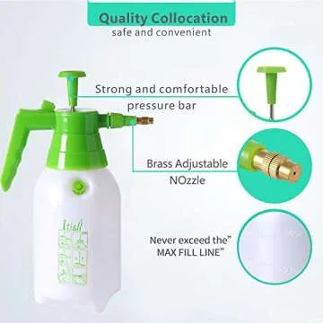 ITISLL Garden Sprayer: Adjustable Brass Nozzle & Safety Valve