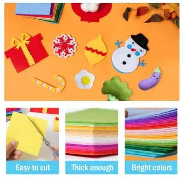 Loyisal 90PCS Felt Fabric Sheets Craft Kit - 4"x 4" + 6"x 6" Assorted Colors - 1mm Thick Square Nonwoven Felt Fabric for Crafts DIY