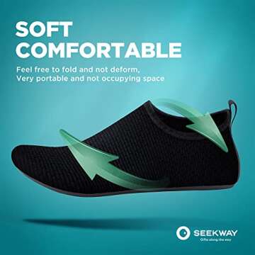 SEEKWAY Water Shoes Barefoot Aqua Socks Quick-Dry Non Slip Shoes for Beach Swim Pool River Boating Surf Women Men Black SK002(U)