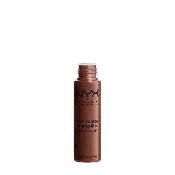 NYX PROFESSIONAL MAKEUP Soft Matte Metallic Lip Cream, Liquid Lipstick - Dubai (Medium Cool Brown)