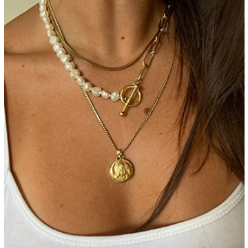 Cowlyn Pearl Paper Clip Necklace - Vintage 18K Gold Jewelry