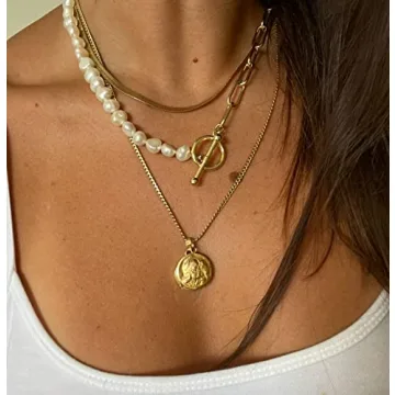 Cowlyn Pearl Paper Clip Necklace - Vintage 18K Gold Jewelry