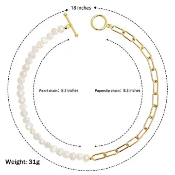 Cowlyn Pearl Paper Clip Necklace - Vintage 18K Gold Jewelry