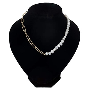 Cowlyn Pearl Paper Clip Necklace - Vintage 18K Gold Jewelry