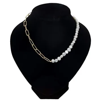 Cowlyn Pearl Paper Clip Necklace - Vintage 18K Gold Jewelry