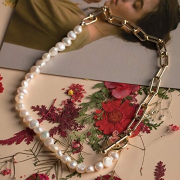 Cowlyn Pearl Paper Clip Necklace - Vintage 18K Gold Jewelry