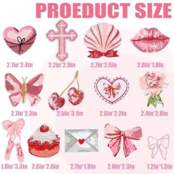 Watersay 40 Pcs Coquette Iron on Patches Pink Ballet Butterfly Embroidered Lip Cherry Rose DIY Craft...