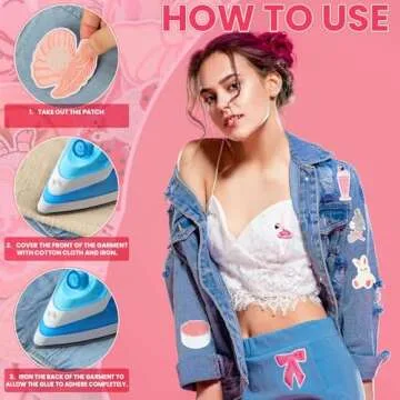 Watersay 40 Pcs Coquette Iron on Patches Pink Ballet Butterfly Embroidered Lip Cherry Rose DIY Craft Gifts Sew on Applique Patches Vintage Patch for Jackets Backpacks Clothing Hats