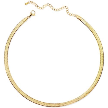 Gold Choker Necklace for Women - Stainless Steel Snake Chain