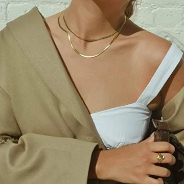 Gold Choker Necklace for Women - Stainless Steel Snake Chain