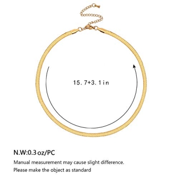 Gold Choker Necklace for Women - Stainless Steel Snake Chain