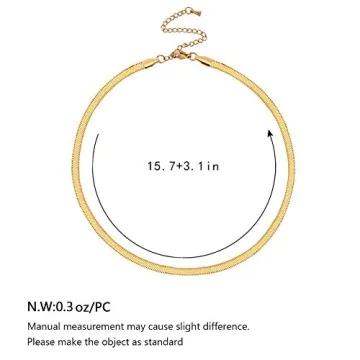 Gold Choker Necklace for Women - Stainless Steel Snake Chain