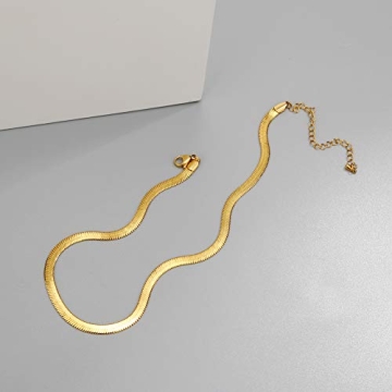 Gold Choker Necklace for Women - Stainless Steel Snake Chain