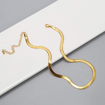 Gold Choker Necklace for Women - Stainless Steel Snake Chain