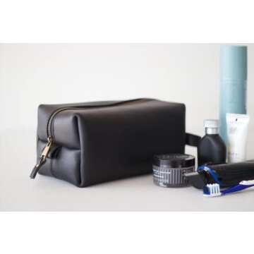 LUXE-RANGE Personalized Leather Toiletry Bag For Men, Leather Dopp Kit, Groomsmen Gifts, Men's Toiletry Bag, Gifts For Men, Christmas Gift, Wedding Gift, Anniversary Gift, Customized Men Gifts