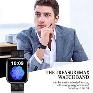 Sunnywoo Milanese Mesh Loop Compatible with Apple Watch Bands 42mm 44mm 45mm 46mm 49mm 38mm 40mm 41mm for Men Women, Stainless Steel Mesh strap for iWatch Series 10 9 8 7 6 SE 5 4 3 2 1 Ultra