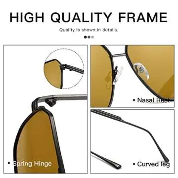 MASDUN Retro Oversized Square Polarized Sunglasses for Women Men Vintage Shades UV400 Classic Metal Sun Glasses (Gold/PINK + gray/Yellow + gold/dark green)