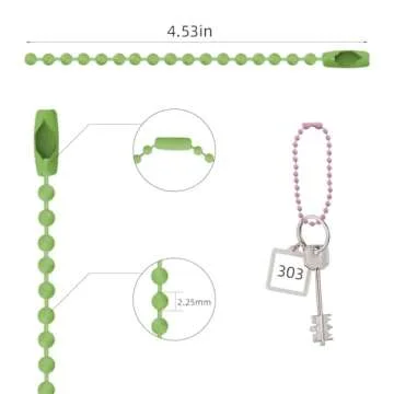 100 Pcs Ball Bead Chain Ball Chain Keychain Dog Tag Necklace Chains Beaded Metal Keychain 2.4mm Beads Chains for Jewelry Making Steel Ball Bead Chain with Connector for Key Craft DIY (Mixed Color)