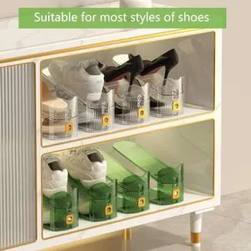 GIUNJOE Shoe Slots Organizers Clear Space Saver Shoe Stackers Organizers for Closet Shelf Organizador De Zapatos 10 Pack,Clear