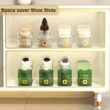 GIUNJOE Shoe Slots Organizers Clear Space Saver Shoe Stackers Organizers for Closet Shelf Organizador De Zapatos 10 Pack,Clear