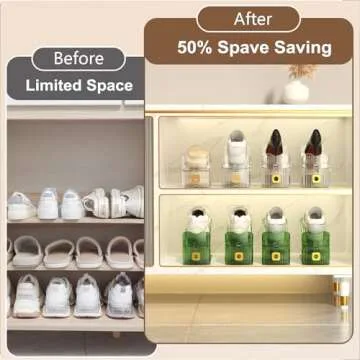 GIUNJOE Shoe Slots Organizers Clear Space Saver Shoe Stackers Organizers for Closet Shelf Organizador De Zapatos 10 Pack,Clear
