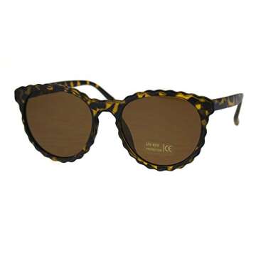 SA106 Womens Ruffled Edge Horn Rim Hipster Fashion Sunglasses Tortoise Brown