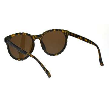 SA106 Womens Ruffled Edge Horn Rim Hipster Fashion Sunglasses Tortoise Brown