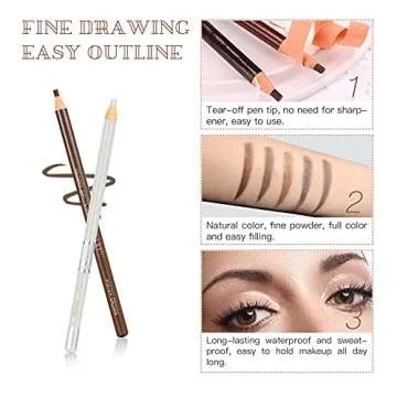 LSxia Waterproof Eye-Brow Pen-cil Set, Pull Cord Peel-off Eyebrow Pencil Microblading Eyebrow Pen Supplies Kit, White Eye-Liner Pencil and Eyebrow Tool Tattoo Makeup (6+1 Brown+Dark Brown+Light Brown)