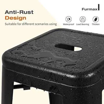 Furmax 30 Inches Metal Bar Stools High Backless Stools Indoor-Outdoor Stackable Stools Set of 4 (Black)