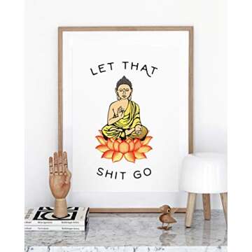 Let That Shit Go Art Print Set Of 1 (12”X16”） Zen Printing Yoga Room Decoration Canvas Buddhis...
