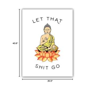 Let That Shit Go Art Print Set Of 1 (12”X16”） Zen Printing Yoga Room Decoration Canvas Buddhist Prints Wall Pictures For Room Home Decor,No Frame