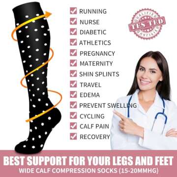 Bluemaple Copper Compression Socks Women & Men Circulation - Best for Running, Nursing, Hiking, Recovery, Flight & Travel Socks, Large-X-Large