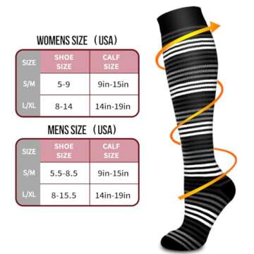 Bluemaple Copper Compression Socks Women & Men Circulation - Best for Running, Nursing, Hiking, Recovery, Flight & Travel Socks, Large-X-Large