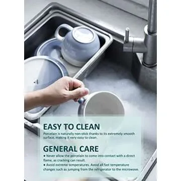 Porcelain Jumbo Coffee Mugs Set of 4-16 Ounce Cups with Handle for Hot or Cold Drinks like Cocoa, Milk, Tea or Water - Smooth Ceramic with Modern Design - Gradient, Blue Gray