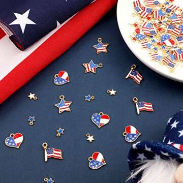 90 American Flag Charms for 4th of July Jewelry Making