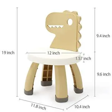 Toddler Chair,Plastic Kids Dino Chair,Sturdy Durable and Lightweight Toddler's Activity Chairs,Anti-Slip Ergonomic Design Kids Step Stool,Indoor or Outdoor Use for Boys Girls Aged 2+ (Yellow)