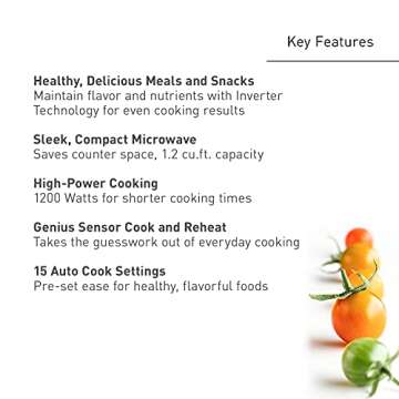 Panasonic NN-SN65KB Microwave Oven with Inverter Technology 1200W, 1.2 cu.ft. Small Genius Sensor On...