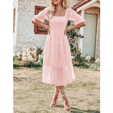 MEROKEETY Pink Midi Dress for Every Occasion