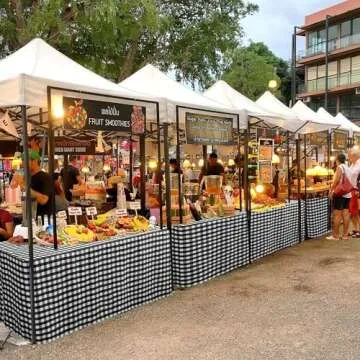 HolidayIdeas Fitted Checkered Tablecloths for 6 Foot Tables - 72 x 30 Inch - 2 Pack Rectangle Table Clothes Buffalo Plaid Table Cover for Folding Table, Parties, Picnic, Trade Show (Black and White)