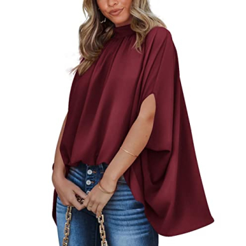 BTFBM Women Summer Mock Neck Blouse for Effortless Style