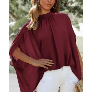 BTFBM Women Summer Mock Neck Blouse for Effortless Style