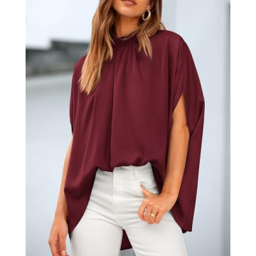 BTFBM Women Summer Mock Neck Blouse for Effortless Style