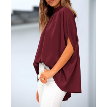 BTFBM Women Summer Mock Neck Blouse for Effortless Style