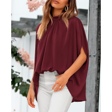 BTFBM Women Summer Mock Neck Blouse for Effortless Style