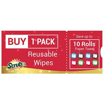 SCRUBIT Reusable Handy Wipes – Cleaning Cloth for House and Office - Dish Cloths for Washing Dishes - Multi Purpose Cleaning Towels (12 x 20 in) 24 Pack
