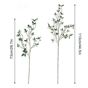 DULRLLY 4Pcs Artificial Ficus Greenery Branches Leaf Spray 28.7 inch Faux Eucalyptus Plant Ficus Twig Stems Fake Green Bushes Shrubs Ficus Bunches for Vase Filler Home Office Wedding Decoration