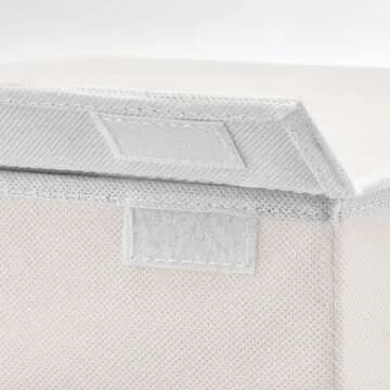 mDesign Large Upright Laundry Hamper Basket with Hinge Lid and Attached Handles - Foldable for Compact Storage in Bedroom, Bathroom, Laundry Room, Apartment, Dorm - Jane Collection - Cream/White