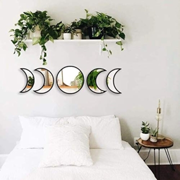 Keweis 5-Piece Moon Phase Mirror Set for Home Decor