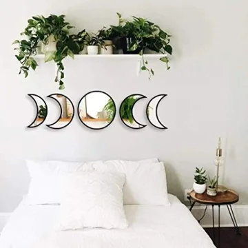 Keweis 5-Piece Moon Phase Mirror Set for Home Decor